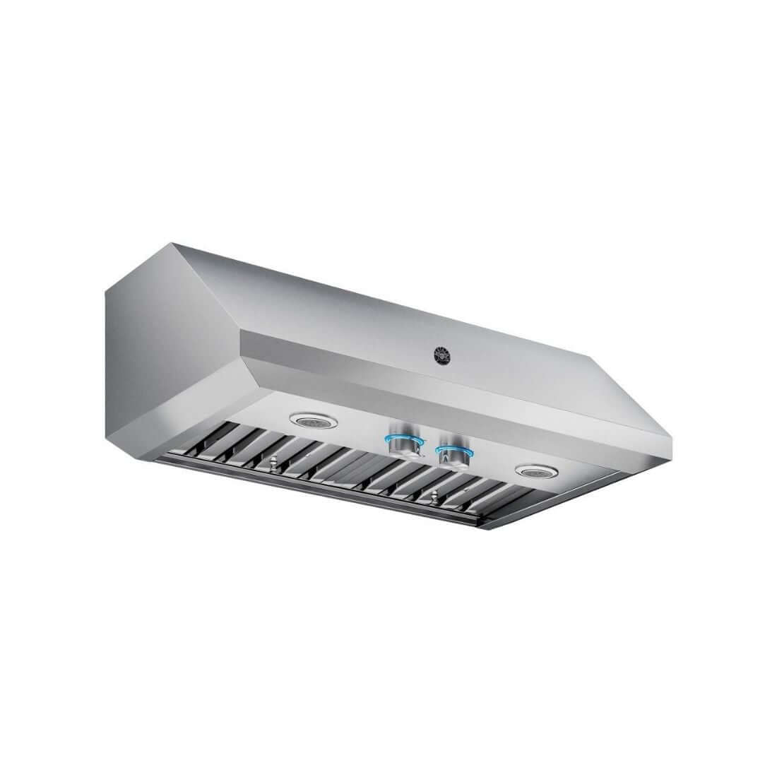 Coifa Bertazzoni Cervinia de Parede Inox 91cm, coifa de parede em inox escovado com formato piramidal, iluminação e filtros visíveis